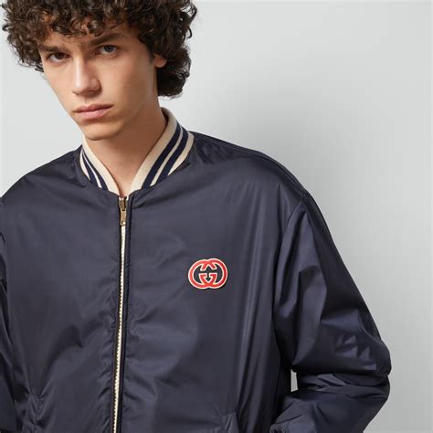 Reversible nylon canvas jacket in dark blue 